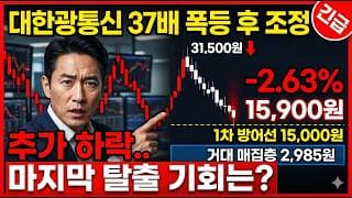 [대한광통신 주가 전망] 추가 "하락" 시작.. 마지막 탈출 기회는? 놓치면 끝 #대한광통신주가전망 #대한광통신목표가 #대한광통신