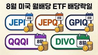 8월, 미국 월배당 ETF 배당락일 체크 : JEPI·JEPQ부터 GPIQ·QQQI·DIVO까지!