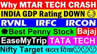 MTAR Tech Share CRASH📉🔴 Best Penny Stock🔴RVNL🔴IRFC🔴TATA TECH🔴BAJAJ🔴NIFTY TARGET🔴FITCH INDIA GDP🔴SMKC