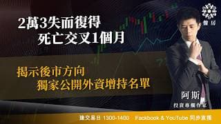 2萬3失而復得 死亡交叉1個月 揭示後市方向 獨家公開外資增持名單｜阿斯 Vivian｜Tasty盤房 2026-06-29