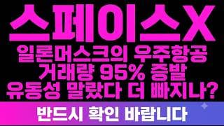 [스페이스X 주가 전망] (속보) 일론머스크의 우주항공 거래량 증발 유동성 말랐다 대응 방법은? 모두 공개합니다