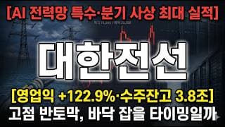 [대한전선 주가 전망] AI 전력망 특수·분기 사상 최대 실적, 초고압·해저케이블 슈퍼사이클 고점 반토막 대응 #대한전선주가전망 #대한전선목표가 #대한전선