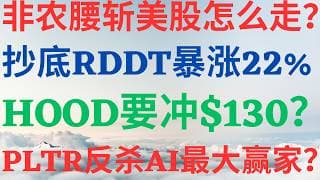 美股1193非农腰斩美股要怎么走,抄底RDDT,暴涨22%,HOOD要冲$130,PLTR反杀,要成AI最大赢家