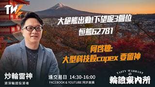 大絕熊出動!下望呢3個位 恒熊62781 何啓聰:大型科技股capex 要留神｜雷神 Lino｜Tasty Warrants 2026-07-16