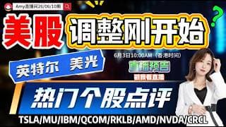 「Amy 直播间」注意，美股出现长下影，大跌后短线反弹为主！直播热门股点评！！#tsla  #qcom   #amd #nvda  #intc#sndk  #股票  #美股投资  #道指  #k线