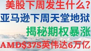 美股1158|美股下一周发生什么?明天要变盘吗?亚马逊下周财报是天堂还是地狱?揭秘期权买入即暴涨!AMD狂飙到375?英伟达能否达到6万亿? #amzn #nvda #amd #keel #美股分析