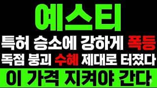 [예스티 주가 전망] HPSP 독점 붕괴! 특허 승소로 거래량 폭발까지 "다음 맥점" 어디?
