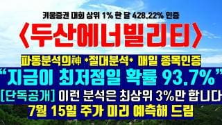 《파동분석의神》 두산에너빌리티 "지금이 최저점일 확률 93.7%" 이런 분석은 최상위 3%만 합니다 7월 15일 주가 미리 예측해 드림