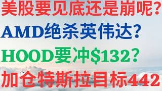 美股1196|美股要见底还是崩呢?AMD绝杀英伟达?HOOD要冲$132?加仓特斯拉目标价$442? #AMD #HOOD #TSLA #美股 #美股分析 #drmikeinvest