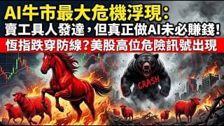 AI牛市最大危機浮現：賣工具人發達，但真正做AI未必賺錢！恆指跌穿防線?美股高位危險訊號出現(中文字幕)