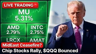Chip Stocks Rally 📈 Ceasefire News, CPI Week | Live Trading Stock Market Today