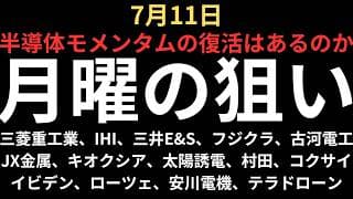【半導体の復活は？】チャートで見る月曜の注目銘柄｜三菱重工業、IHI、三井E&S、フジクラ、古河電工、JX金属、キオクシア、太陽誘電、村田製作所、コクサイ、イビデン、ローツェ、安川電機、テラドローン