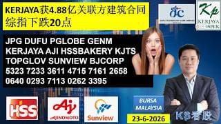 Daily KLSE BURSA UPDATE | 22-6-2026 | KERJAYA GETS RM488mil RESIDENTIAL JOB | KLCI DROPPED 20 POINTS