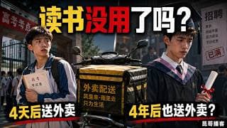 读书真的没用了吗？考不上大学4天后送外卖，考上4年后也送外卖【昆哥播客】