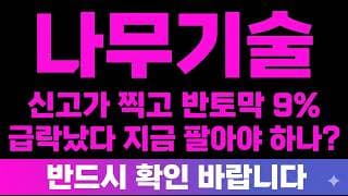 [나무기술 주가전망] (긴급) 신고가 찍고 "반토막" 9% 급락 투자경고까지 지금 팔아야하나?