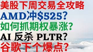 美股1165|美股下周交易全攻略!AMD能冲到$525吗?谷歌下个引爆点什么时候?如何来抓期权暴涨?AI 正在反噬PLTR 吗? #amd #googl #pltr #keel #美股分析 #期权