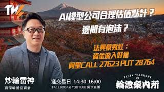 AI模型公司合理估值點計？邊間有泡沫？法興蔡秀虹：資金流入好倉 阿里CALL 27623 PUT 28764｜雷神 Wingyu｜Tasty Warrants 2026-07-20
