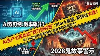 AI生产力革命的“双刃剑时刻”：Block裁员暴涨20%、英伟达“卖事实”大跌5%，与《2028全球智能危机》鬼故事的深刻警示！#金融 #科技 #ai