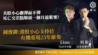 美股小心應彈而不彈 死亡交差點解頭一個月最緊要?鍾俊鏘:港股小心支持位 有機重現23年節奏｜阿斯 Lino｜Tasty盤房 2026-06-11