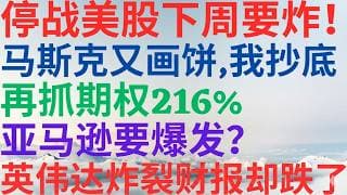 美股1169|停战美股下周要炸?马斯克又画饼而我抄底特斯拉!再抓P期权暴涨216%!亚马逊要爆发?英伟达财报炸裂,为何跌了？#amzn #nvda #tsla #p #美股分析 #美股 #期权
