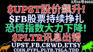 $UPST股价飙升! $FB股票持续挣扎 恐慌指数大力下降! $PLTR讯息出错 UPST,FB,CRWD,ETSY,COIN,PYPL,PLTR,TSLA,TDD