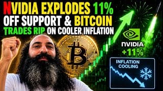 NVIDIA EXPLODES 11% OFF SUPPORT & BITCOIN TRADES GREEN ON COOLER INFLATION, SPACEX SUPPORT FORMING