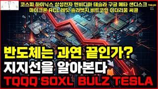 반도체는 과연 끝인가? 지지선을 알아본다 TQQQ SOXL BULZ TESLA 코스피 하이닉스 삼성전자 엔비디아 구글 메타 샌디스크 마이크론 레딧 솔라엣지 비트코인 이더리움 써클