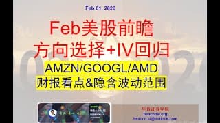 美股Feb前瞻：震荡加剧，面临方向选择。AMZN、GOOGL和AMD财报后波动范围