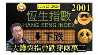 第2001集 [大鑊恆指曾跌穿兩萬三] 今日恆指繼續沉底，而且有專家警告，仲有排跌，唔知點算好！股市升跌和實體經濟未必有太大關係，例如周大福珠寶，金價大跌，唔單止影響佢，同行都可能有麻煩！