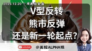 【美股Alpha姐】2025.12.20 一周美股复盘｜周中V型反转！到底是熊市反弹还是新一轮起点？｜TSLA终于创新高，错过了怎么办？｜NVDA，AMD反转？MSFT，BTC，其他个股关键点位分析！