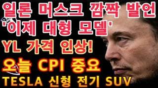 $TSLA 저점 테스트 중! 더블 바텀인가,지옥행 계단인가? / 일론 머스크 깜짝 발언 FSD V15 대형 모델 / 인플레이션 압력 경고 / 오늘 미국 CPI 중요 / 테슬라 투자