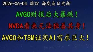 美股 空头来袭！AVGO财报后大暴跌！如何应对？NVDA看来无法独善其身！AVGO和TSM证实AI需求巨大！AMD、INTC、MU、AMZN、DELL、黄金、原油