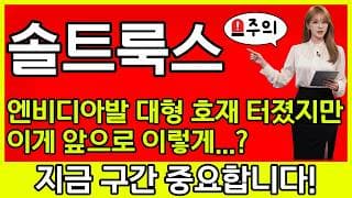 [솔트룩스 주가 전망] 🚨엔비디아발 대형 호재 터졌지만...! 이게 앞으로 이렇게..???