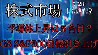 5/28【米国市場】半導体上昇は5号目？ゴールドマンがS&P500の年末目標を8000ポイントに引き上げ！