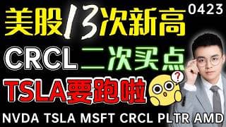 【crcl 股票】美股13次新高，波段顶底规律！crcl二次回踩，下次买点在哪？特斯拉盘后下跌，要跑吗？！  tsla 技术分析 ｜ btc 加密货币 ｜crcl 股票