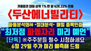 《파동분석의神》 두산에너빌리티 "최저점 파동자리 미리 예언" [단독]※주주분들 필수 시청하세요 6월 29일 주가 미리 예측해 드림