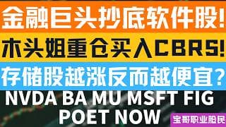 金融巨头抄底软件股! 木头姐重仓买入CBRS! 存储股越涨反而越便宜? NVDA BA MU MSFT FIG POET NOW！05152026 #美股 #股票 #美股分析 #投資