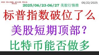 标普指数破位了么，美股短期顶部？比特币能否做多