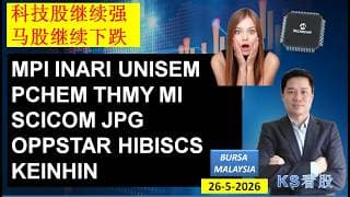 KS看股 | 马股 KLSE BURSA 分享 | 26-5-2026 | 科技股继续强 | 马股继续下跌| MPI INARI UNISEM PCHEM THMY MI SCICOM JPG