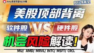 《26-06-19周行情策略》💥美股顶部背离，机会/风险解读！ ⭐软件股VS硬件股，哪个更值得投资？！ #sndk  #美股#股票 #nvda #AMD #MRVL  #美光 #intc #MSFT