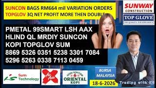 Daily KLSE BURSA UPDATE | 18-6-2026 | SUNCON BAGS RM664 mil VO | TOPGLOV 3Q PROFIT MORE THE DOUBLE