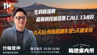 生科股強勢 晶泰科技追落後 CALL 13469古天后:恒指回調先望5天線支持｜雷神 Lino｜Tasty Warrants 2026-07-10