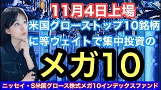 11月4日設定・米国グロースのトップ10銘柄に分散投資できるファンド等ウェイト【ニッセイ・S米国グロース株式メガ10インデックスファンド＜購入・換金手数料なし＞ 】愛称：メガ10 を解説します！
