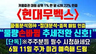 《파동분석의神》 현대무벡스 "물량손바뀜 추세전환 신호!" ※[단독] 주주분들 필수 시청하세요 6월 11일 주가 미리 예측해 드림