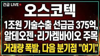 [오스코텍 주가전망] 1조원 기술수출 선급금 375억 수령, 알테오젠·리가켐바이오 주목 ! 거래량 폭발 다음 분기점 "여기" 입니다.