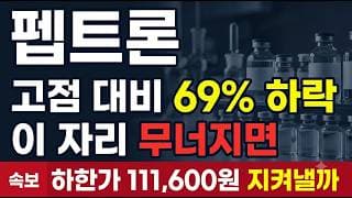 [펩트론 주가전망] 고점 대비 69% 하락, 지금이 바닥일까? #펩트론주가전망 #펩트론목표가 #펩트론