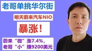 老哥单挑华尔街，高盛、彭博，看谁预测蔚来2季度财报更准？蔚来“微”涨7.4%，老哥“小”赚9200美元