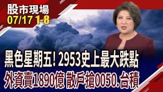 黑色星期五!2953史上最大跌點 1396點台積跌點貢獻 0050爆7700萬零股!外資賣1890億 史上最大賣超!｜20260717(第1/8段)股市現場*鄭明娟(連乾文×丁兆宇×孔祥慈)