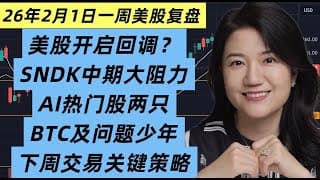 2月1日一周美股复盘，美股开启回调？META终大涨，何去何从？两只潜力AI相关个股；BTCUSD及问题少年COIN怎么办？SPY, QQQ 下周交易要点和注意事项；TSLA等走势技术分析；交易心得分享