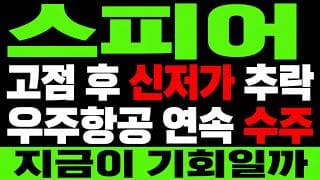 [스피어 주가 전망] 우주항공 연속수주! 고점 후 매물 소화 "언제"까지?